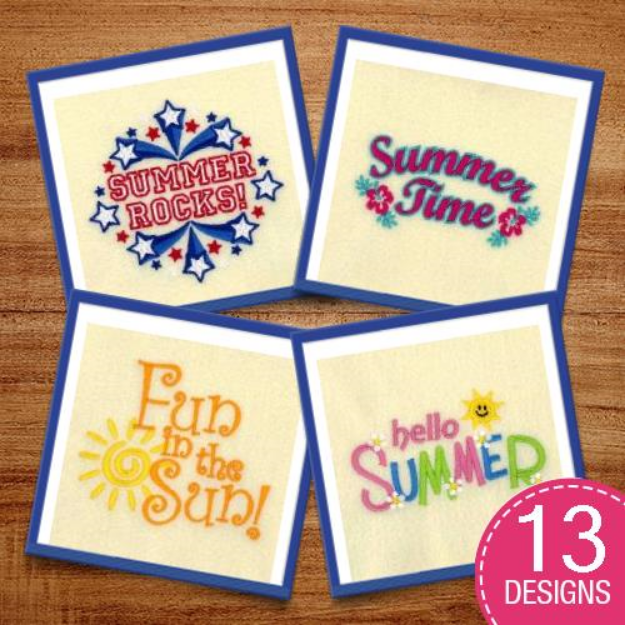 Picture of Summer Phrases and Collages Embroidery Design Pack