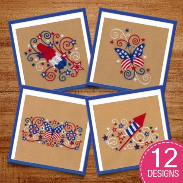 Picture of 4th of July Swirls Embroidery Design Pack