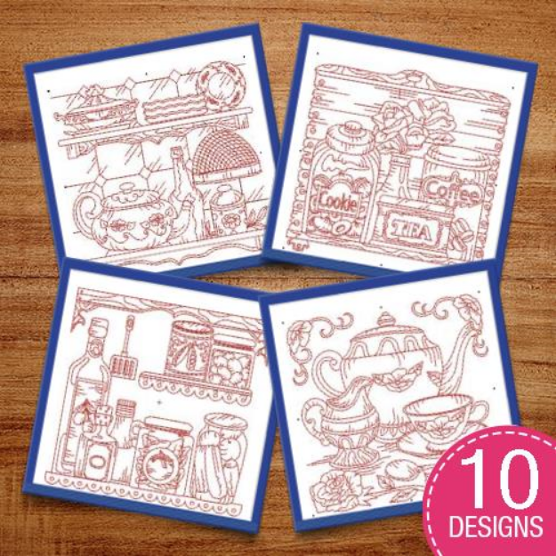 Picture of Vintage Kitchen Quilt Blocks Embroidery Design Pack