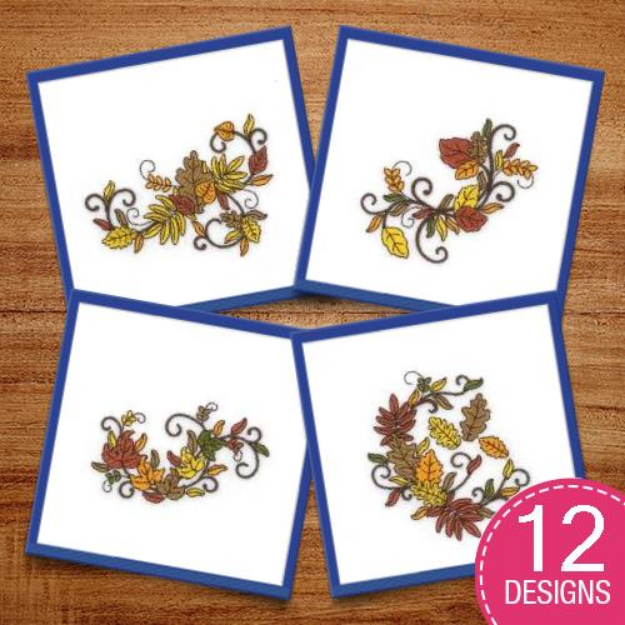 Picture of Whimsical Autumn Leaf Scenes Embroidery Design Pack