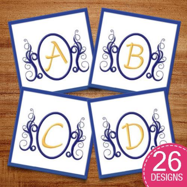 Picture of Oval Swirl Monogram Pack Embroidery Design Pack