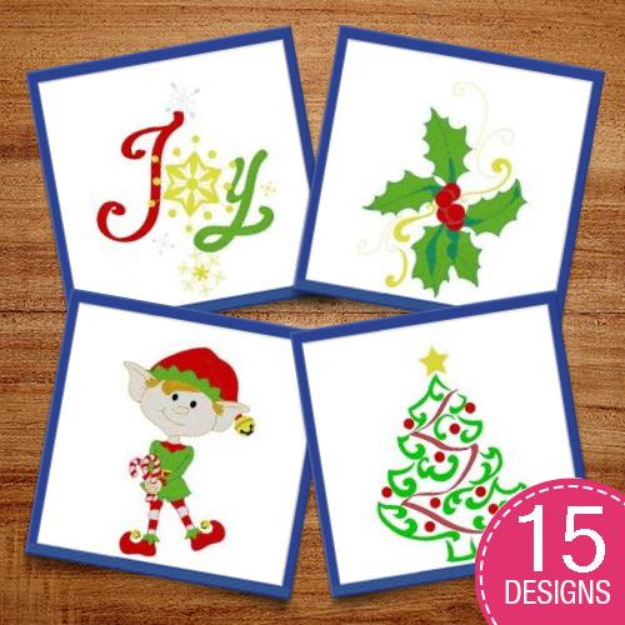 Picture of Christmas Tie Pillows Embroidery Design Pack