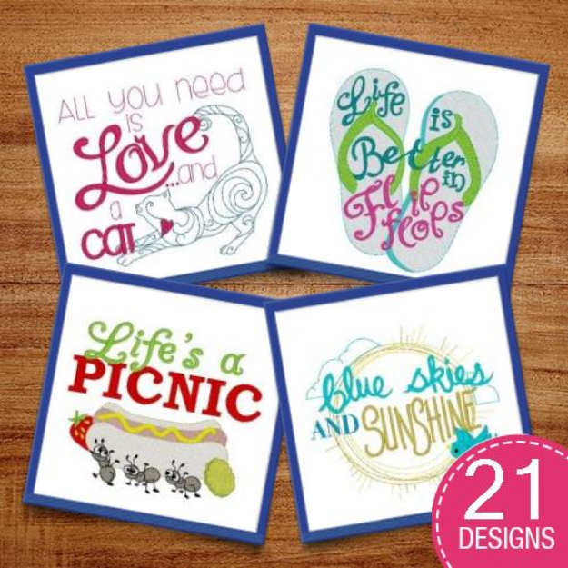 Picture of Summer Sayings Embroidery Design Pack