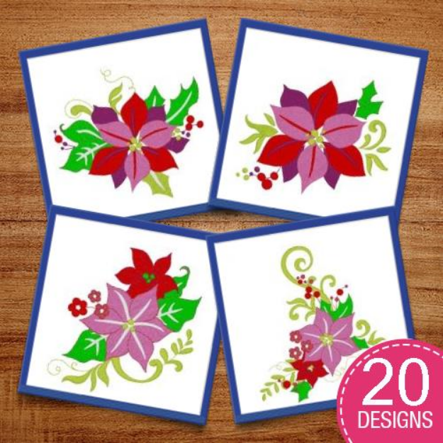 Picture of Pretty Poinsettias Embroidery Design Pack