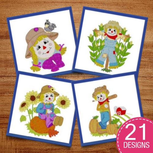 Picture of Pumpkins & Scarecrows Embroidery Design Pack