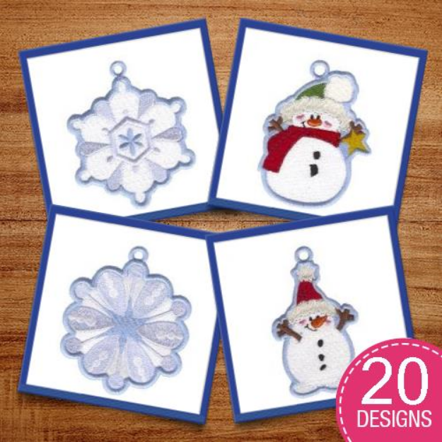 Picture of Christmas Snow Ornaments Embroidery Design Pack