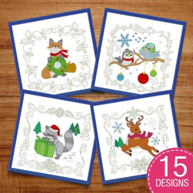 Picture of Woodland Christmas Quilt Embroidery Design Pack