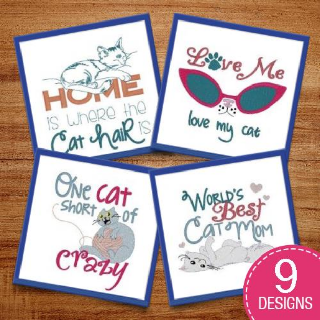 Picture of Love My Cat Embroidery Design Pack