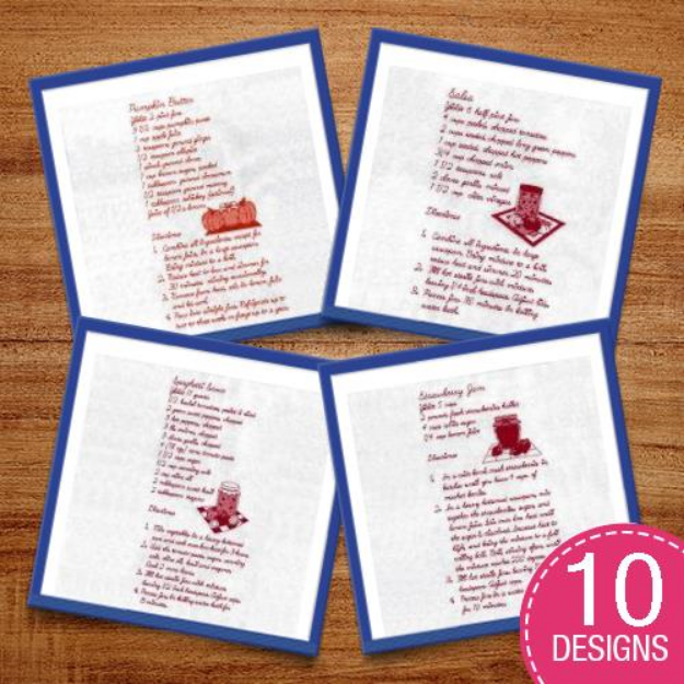 Picture of Canning Dish Towel Recipes Embroidery Design Pack