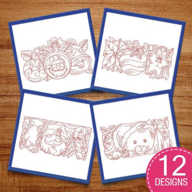 Picture of Holiday Redwork Border  Embroidery Design Pack