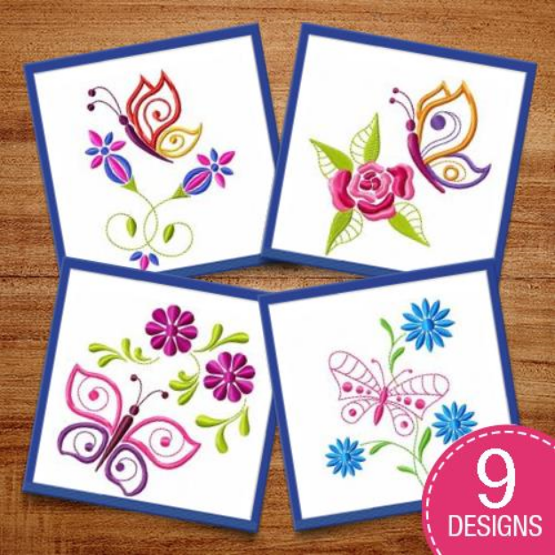 Picture of Flower & Butterflies Embroidery Design Pack