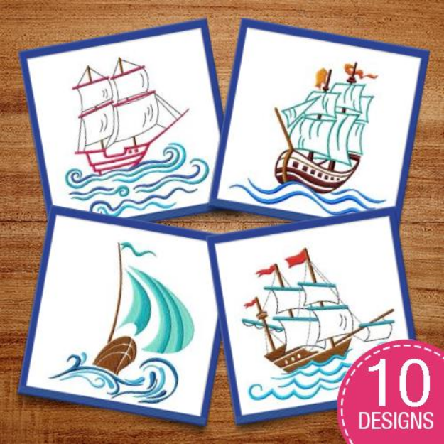 Picture of Sailing Ships Embroidery Design Pack