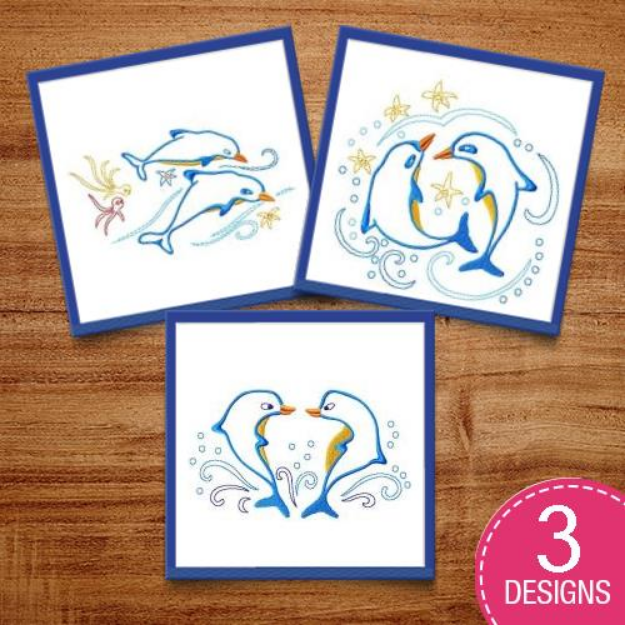 Picture of Dolphin Outlines Embroidery Design Pack