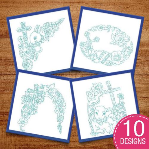 Picture of Easter Blue Work Blocks Embroidery Design Pack