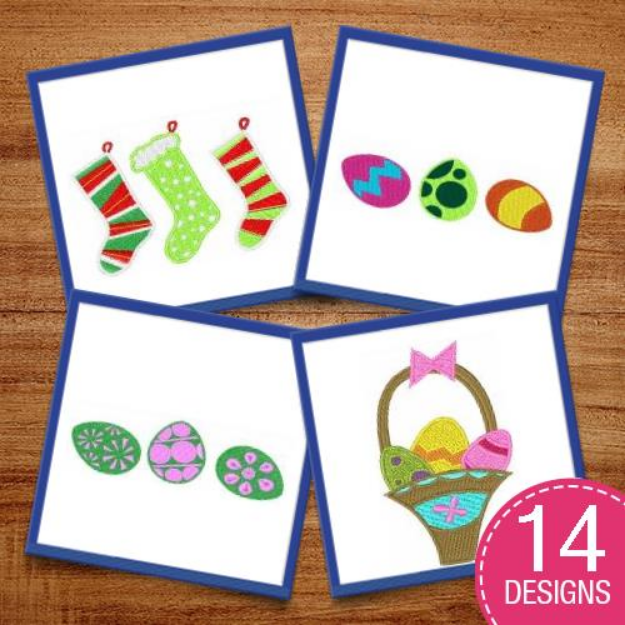 Picture of Merry Christmas & Happy Easter Embroidery Design Pack