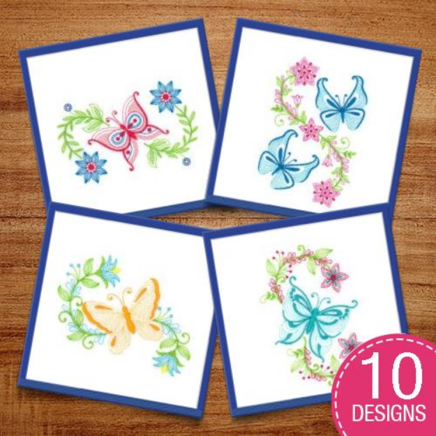 Picture of Butterfly Scenes Embroidery Design Pack