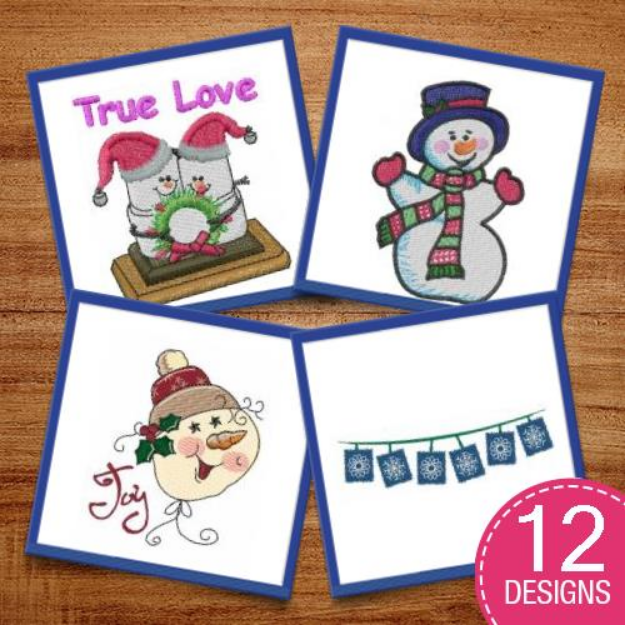 Picture of Holiday Snowmen Embroidery Design Pack
