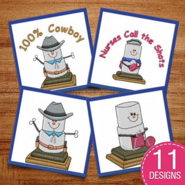 Picture of Fun Marshmallow People Hobbies Embroidery Design Pack