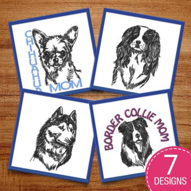 Picture of Adorable Dog Outlines Embroidery Design Pack