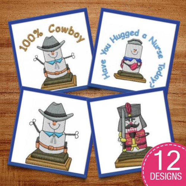 Picture of Marshmallow People Occupations Embroidery Design Pack