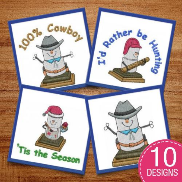 Picture of Marshmallow Character Hobbies Embroidery Design Pack