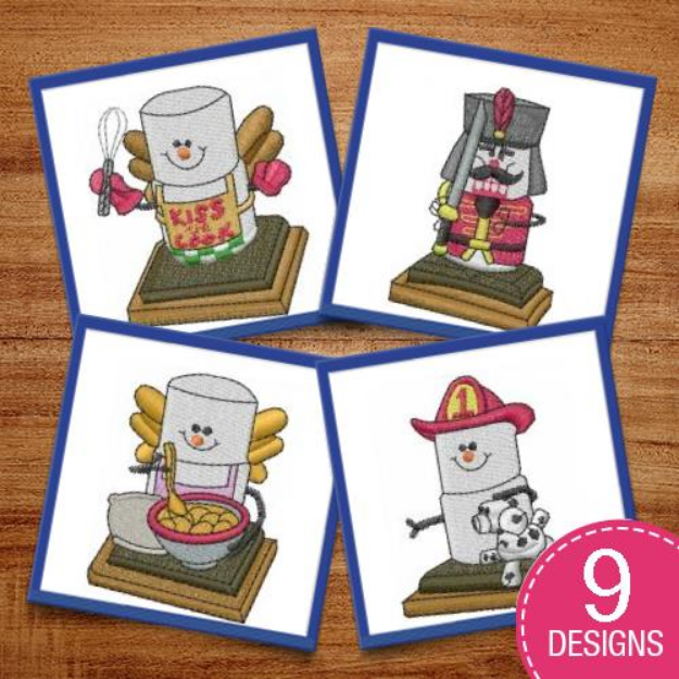 Picture of Cute Marshmallow People Hobbies Embroidery Design Pack