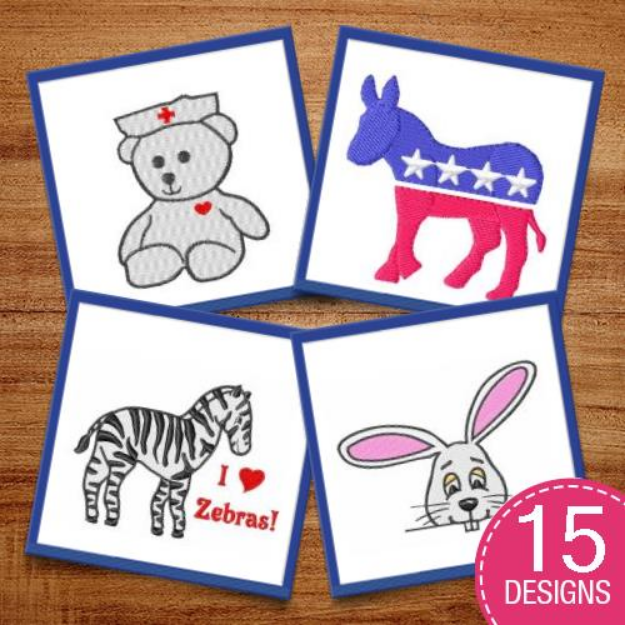 Picture of Adorable Animals Embroidery Design Pack
