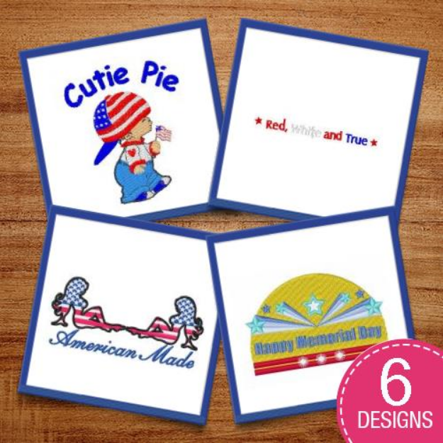 Picture of Red, White & Blue Embroidery Design Pack