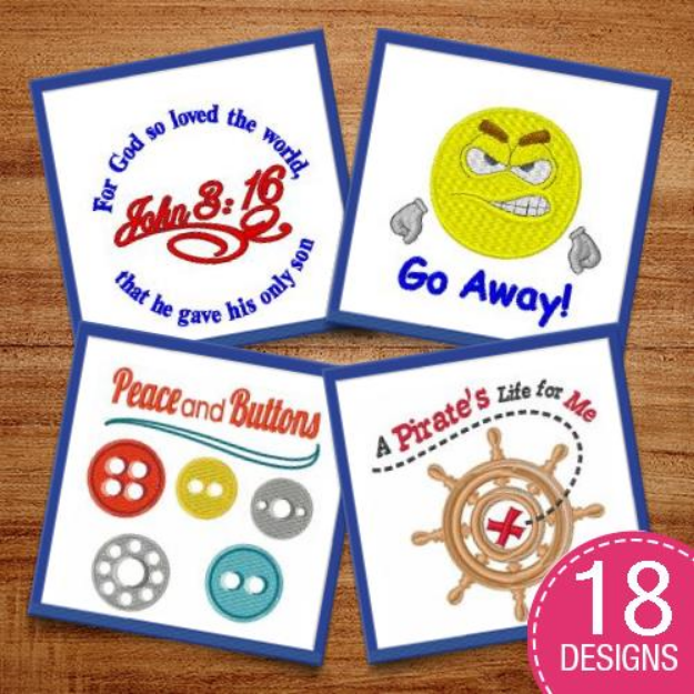 Picture of Humorous Captions Embroidery Design Pack