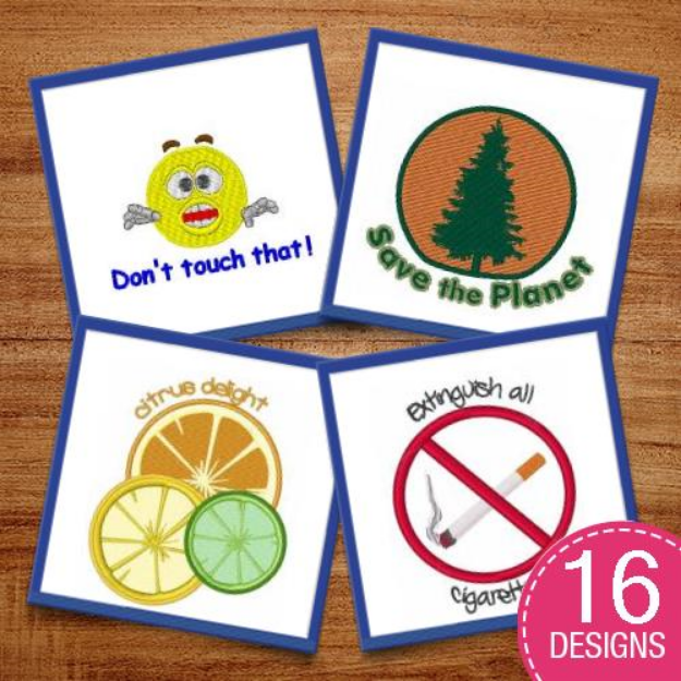 Picture of Cute Circle Logos & Captions Embroidery Design Pack