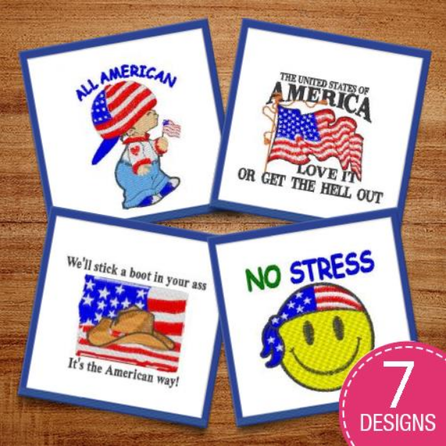 Picture of Patriotic Symbols & Flags Embroidery Design Pack
