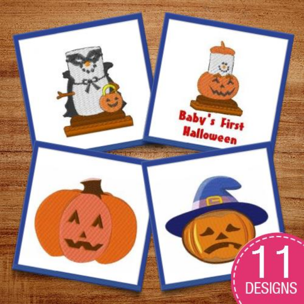Picture of Halloween Pumpkins & Jack-O-Lanterns Embroidery Design Pack