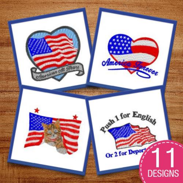 Picture of American Flags & Decorations Embroidery Design Pack