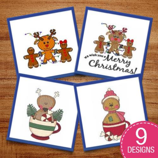 Picture of Christmas Holiday Animals Embroidery Design Pack