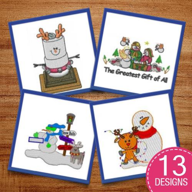 Picture of Winter Holiday Snowmen Embroidery Design Pack