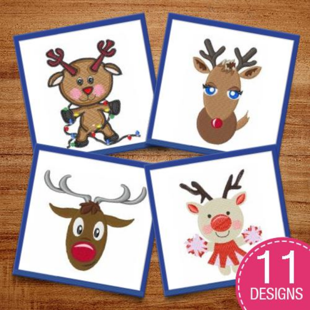 Picture of Merry Christmas Reindeer Embroidery Design Pack
