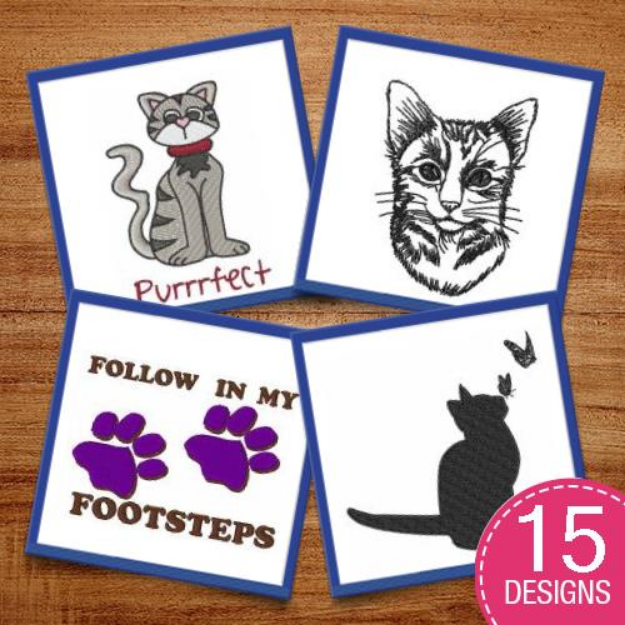 Picture of Purrrfect Cats & Kittens Embroidery Design Pack