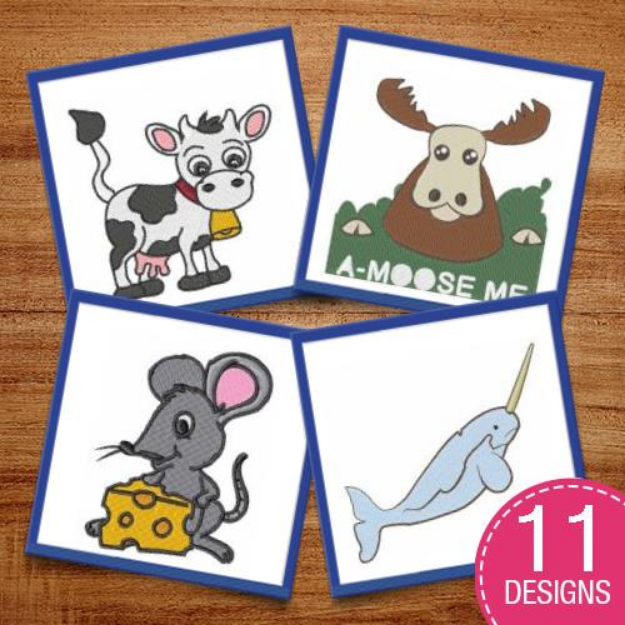 Picture of Silly Animal Designs Embroidery Design Pack