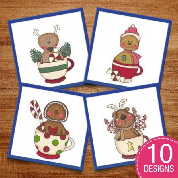 Picture of Christmas Drinks Embroidery Design Pack