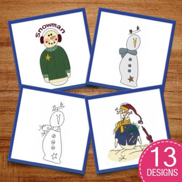 Picture of Snowmen of Christmas Embroidery Design Pack