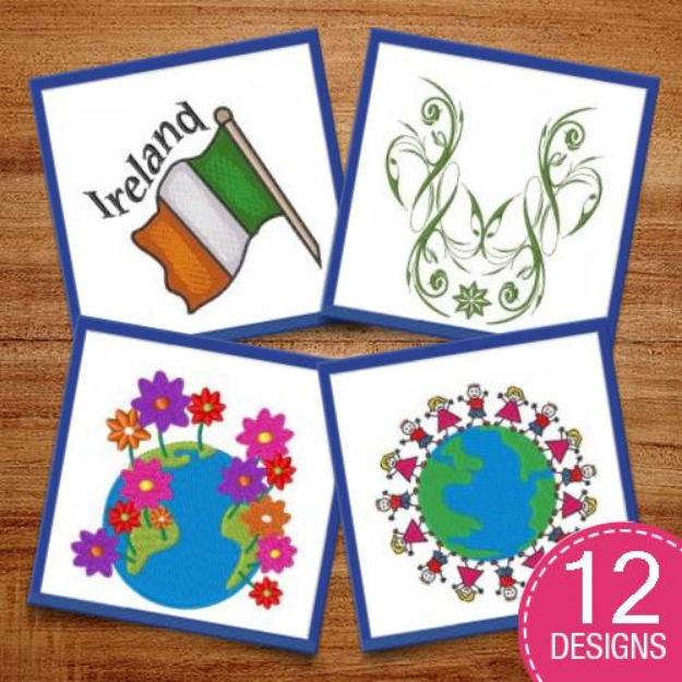 Picture of International Flags & Buildings Embroidery Design Pack