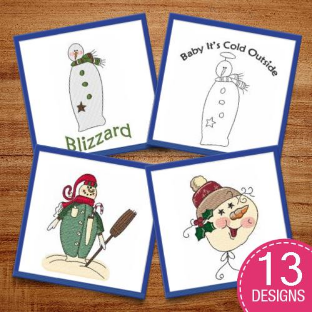 Picture of Snowmen & Holiday Decorations Embroidery Design Pack