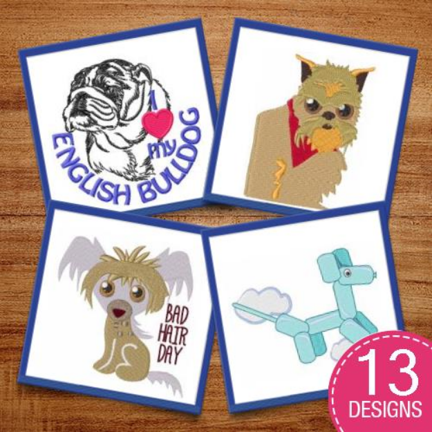 Picture of Cartoon Dogs Embroidery Design Pack