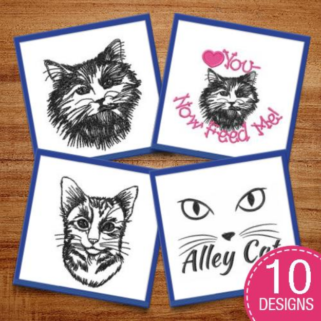 Picture of Cats & Kitten Heads Embroidery Design Pack