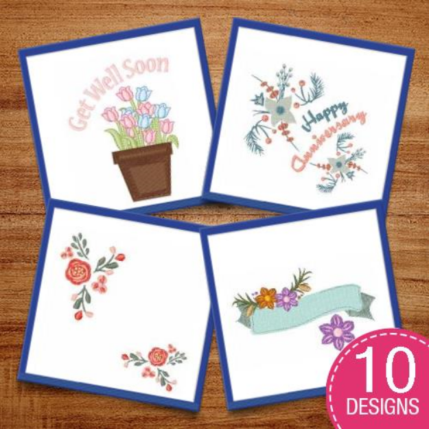 Picture of Flowers & Banners Embroidery Design Pack