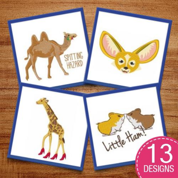 Picture of Humorous Animal Heads Embroidery Design Pack