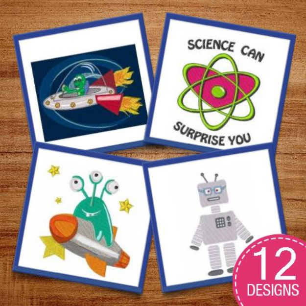 Picture of Outer Space & Aliens Embroidery Design Pack