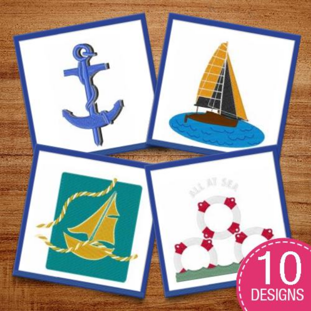 Picture of Ships & Nautical Decorations Embroidery Design Pack