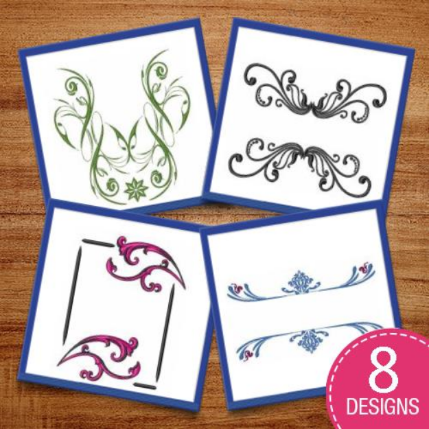 Picture of Delicate Swirls & Borders Embroidery Design Pack