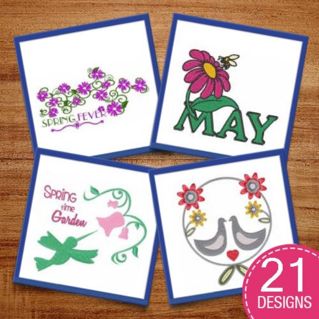 Picture of Spring Flowers & Decorations Embroidery Design Pack